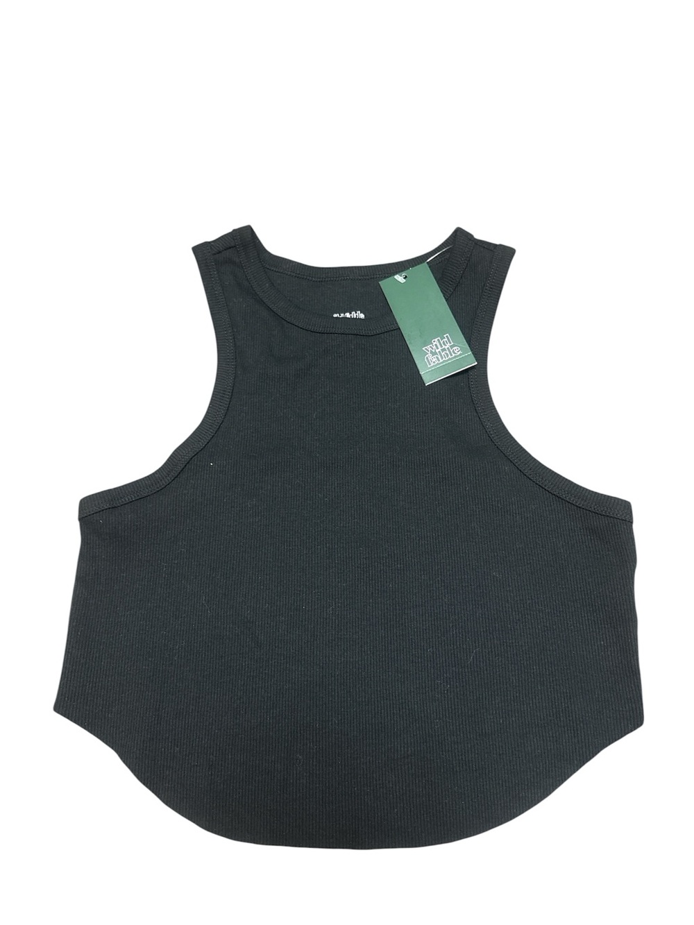 wild fable Black Ribbed High-Neck Cropped Tank